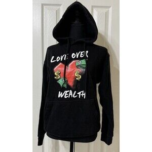 VTG Love Over Wealth Collection Hoodie  Love  Heart VS Money Dollar USA-S